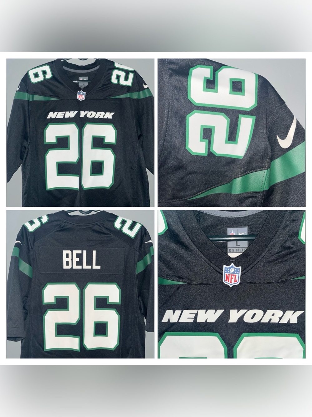 New York Jets Black Nike Authentic NFL Football Jersey LeVeon Bell No. 26